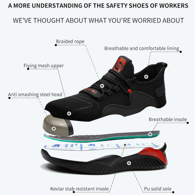 Anti-smash Steel Toe Safety Shoes for Men Work Shoes Construction Sneakers