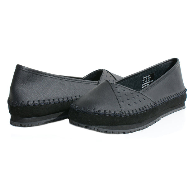 TK's Women Leather Slip Resistant Flat Shoes Loafer - Tanleewa