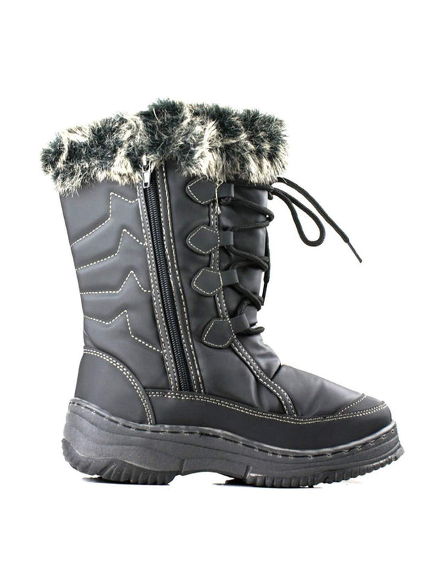 Fashion Waterproof Women Winter Boots Nonslip Warm Snow Boots Mid Calf Rubber Flat Lace Shoes Winter Shoes Wellies - Tanleewa