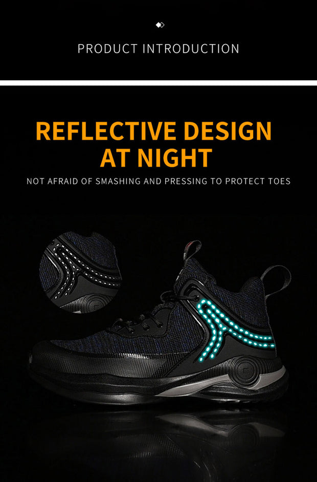 Safety Shoes for Men Anti-Smash Steel Toe Work Shoes Comfortable Reflective Shoe