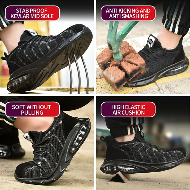 Men’s Steel Toe Work Shoes Lightweight Anti-pierce Safety Shoes Outdoor Sneakers