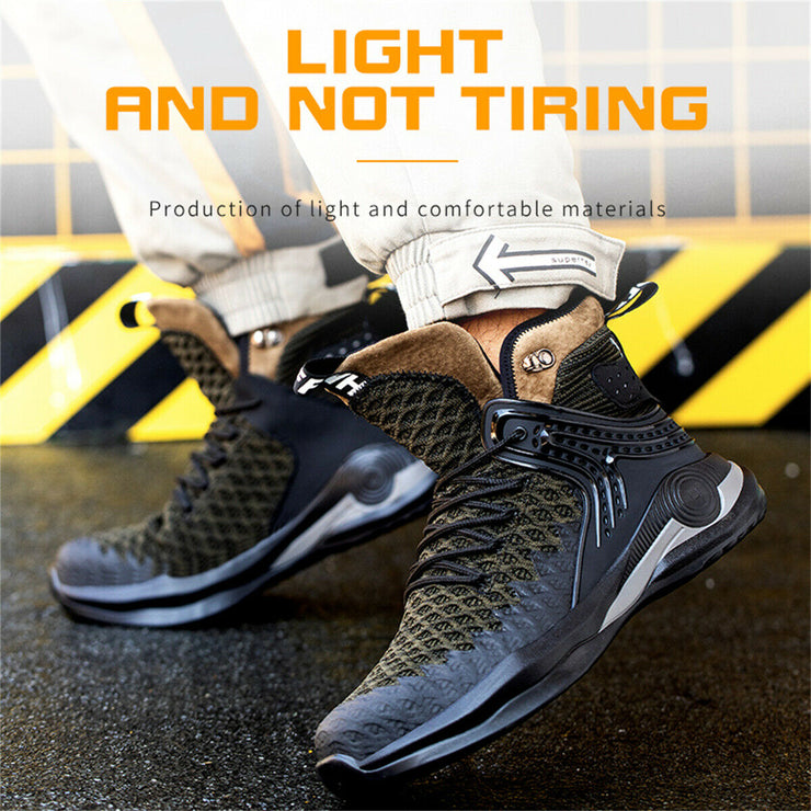 Ankle High Safety Shoes for Men Steel Toe Anti-Pierce Reflective Industrial Shoe