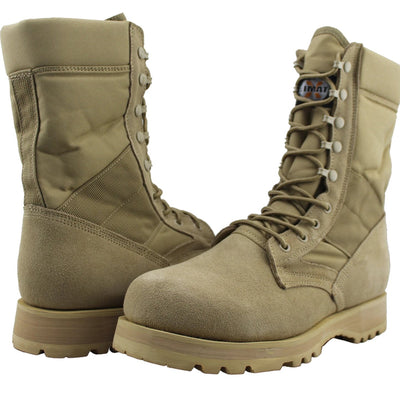 Men Leather Military Combat Work Boots - Tanleewa